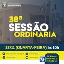 38ª SESSÃO SERÁ REALIZADA NA QUARTA-FEIRA